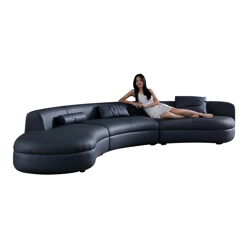 【限时直降35%】卓昙  弧形轻奢沙发客厅进口纳帕牛皮乳胶海绵创意异形意式极简真皮沙发 4.0米【纳帕牛皮+一体成型奢享】