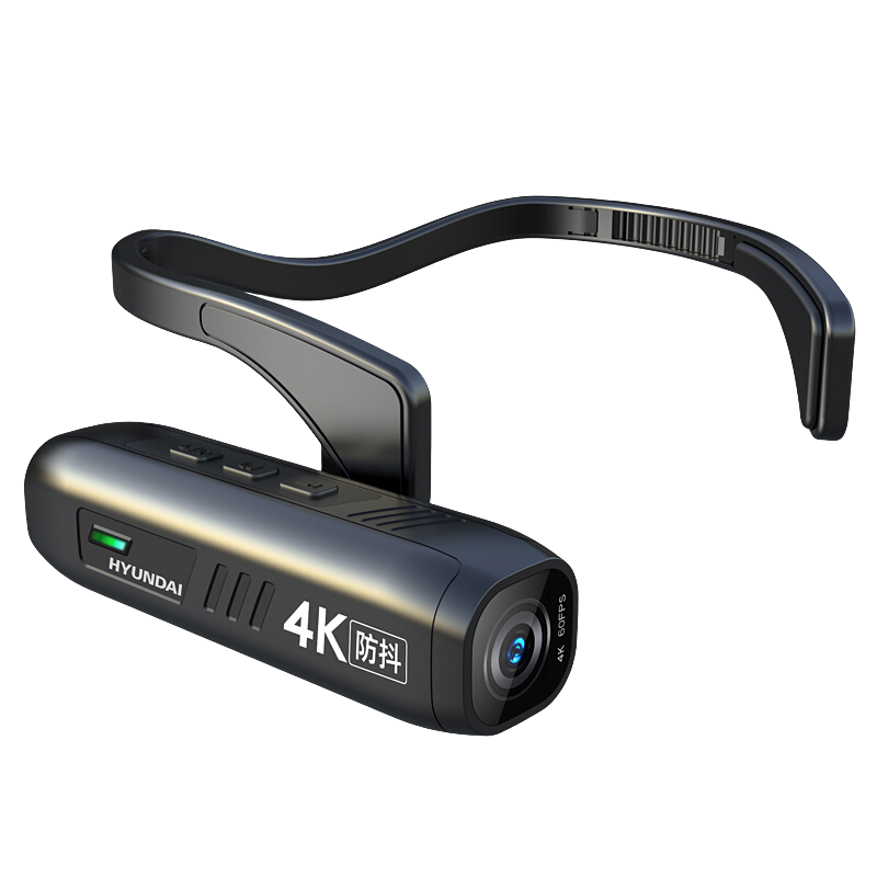 现代（HYUNDAI） 录音笔4K摄像机高清头戴式专业防抖运动相机第一人称视广角视频摄影录像机 黑色 64G