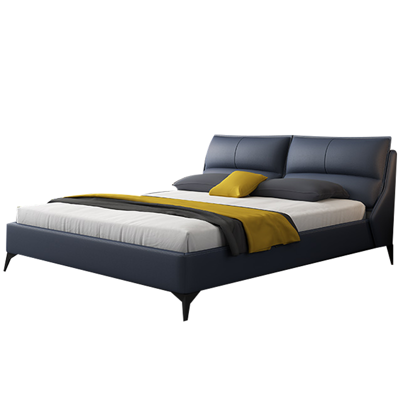 【只用真皮 质保25年】星图 床 轻奢真皮床双人主卧床北欧简约现代1.8米纳帕牛皮高脚意式极简床 轻奢纳帕皮单床 1.5m*2.0m豪华加厚加固  框架结构