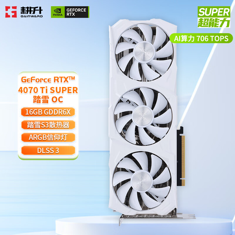 耕升（GAINWARD） GeForce RTX 4070 Ti SUPER 16G/RTX 4070 Ti  DLSS 3 渲染AI绘图台式机电脑游戏显卡 RTX 4070 Ti SUPER 踏雪 