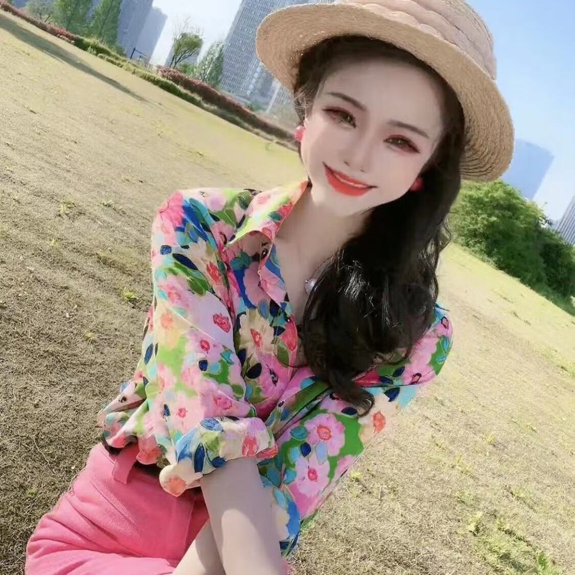 衬衫新款洋气夏天欧货夏季潮流碎花设计感polo领长袖衬衣衣女 花色衣