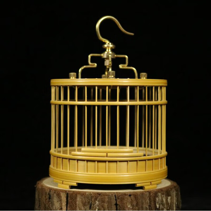 采缇(caiti)斑竹笼竹制蝈蝈笼竹皮抛光文玩收藏鸣虫蟋蟀小笼手工竹编