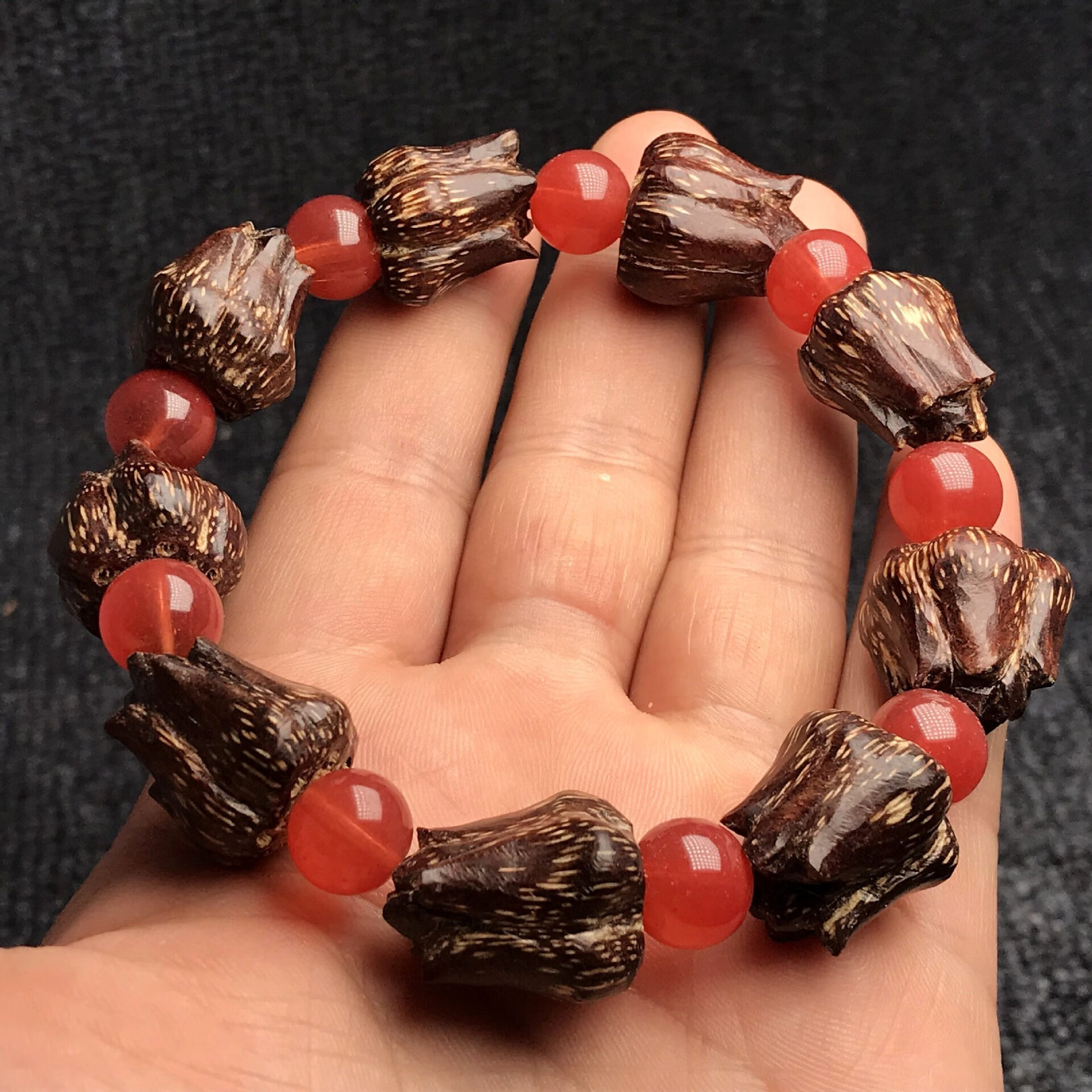 滴血莲花菩提子佛珠野菠萝男女款手链文玩念珠 滴血莲花手串