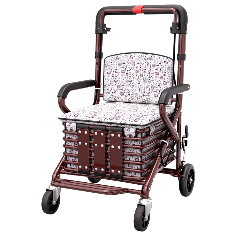 顺和老年折叠购物车手推车可推可坐加宽老人助行走器49*50载260斤FW18