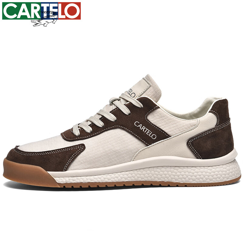 卡帝乐鳄鱼帆布男鞋春夏薄款透气防臭休闲板鞋男士潮流百搭低帮运动平底潮鞋 米咖[透气款]QH8021 41