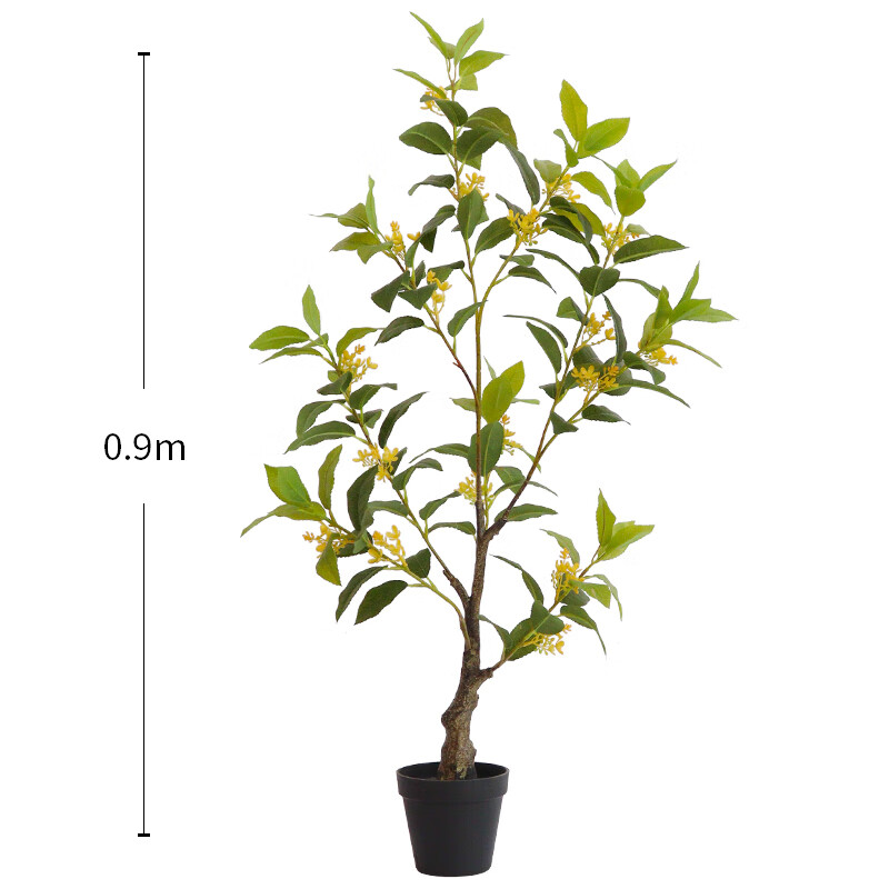 高檔仿真桂花樹(shù)大型落地植物酒店商場(chǎng)櫥窗盆栽假綠植造景室內(nèi)裝飾 仿真單桿桂花樹(shù) 90CM配小黑盆