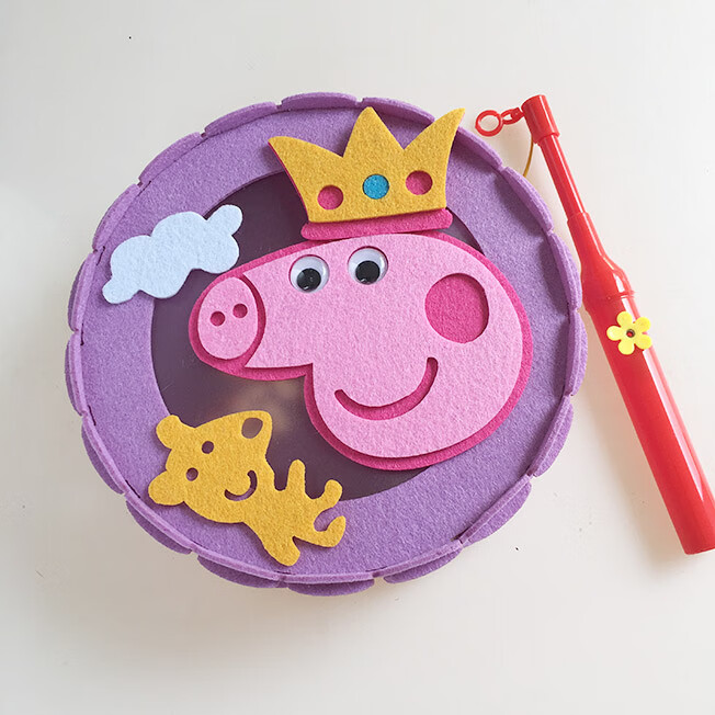 新款儿童卡通可爱手提发光音乐无纺布灯笼幼儿园花灯玩具 佩奇(拼装)