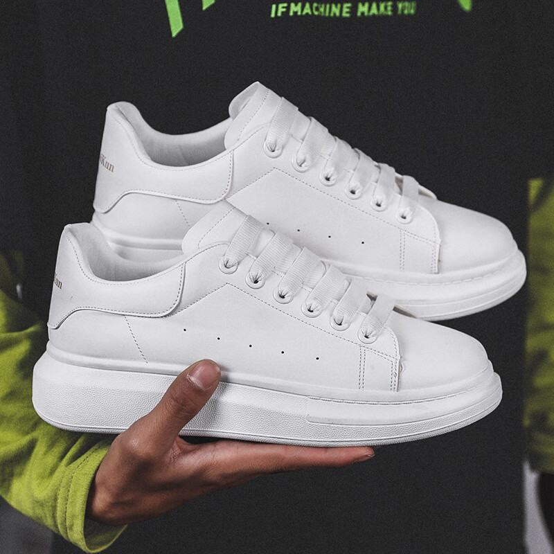 踏情侣小白鞋男女学生鞋韩版潮流百搭鞋子厚底休闲增高板鞋批发 黑尾