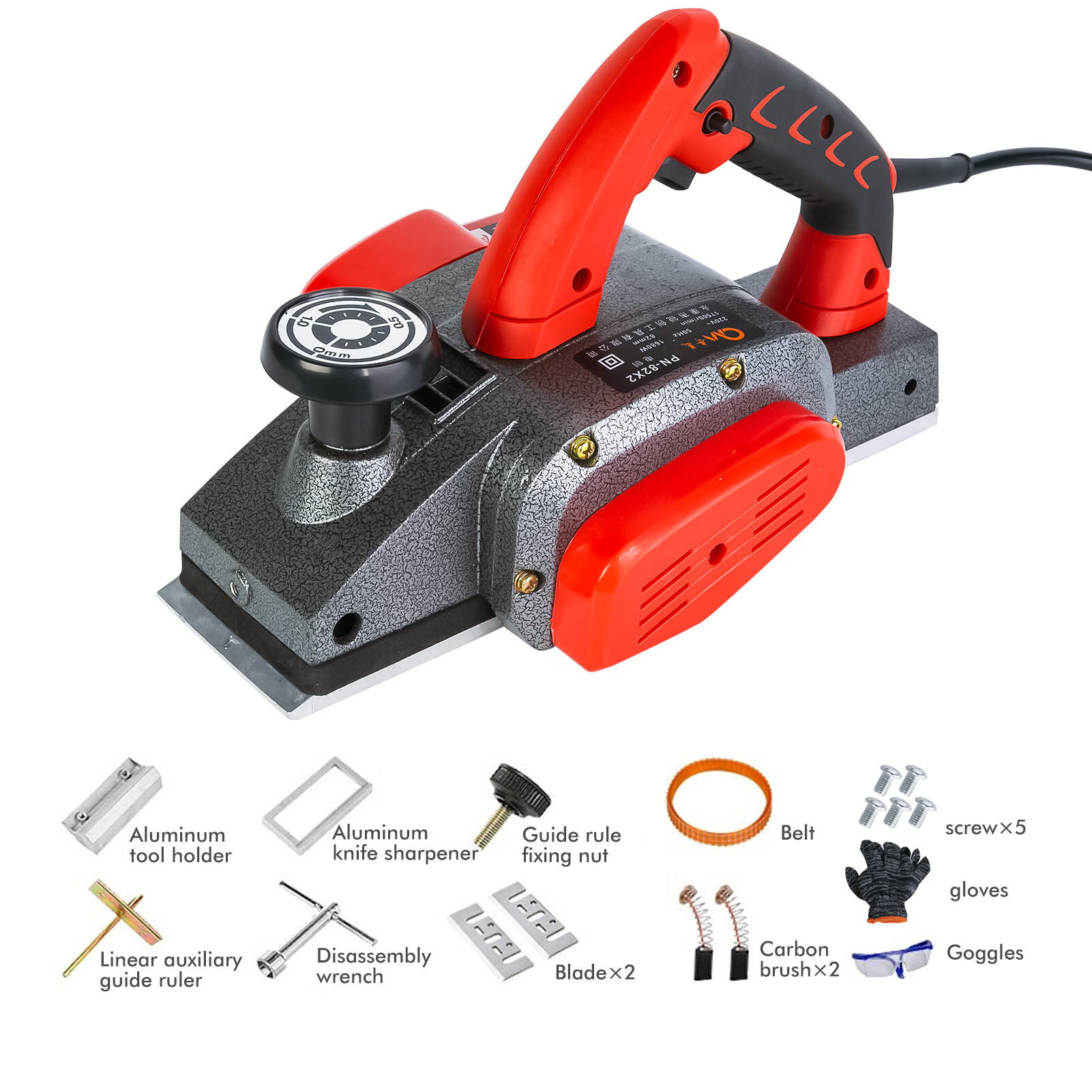 1600w铝体电刨(视频那个备用刀片 皮带 手套 13000