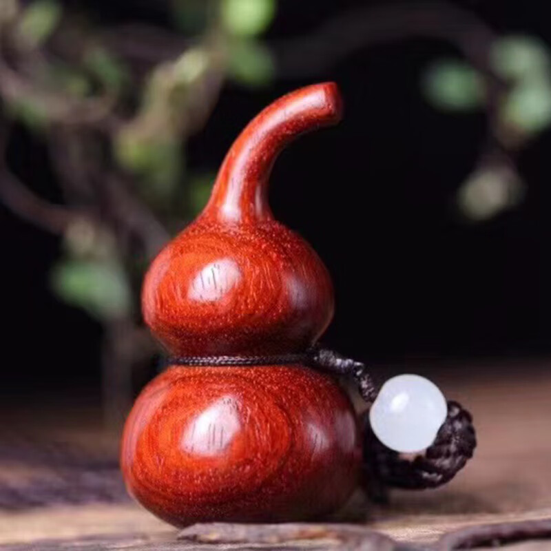 蒙萨俪印度小叶紫檀单头葫芦手把件汽车挂件摆件木雕玩物件文玩工艺品