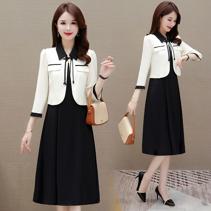 范小香风套连衣裙女春秋2024时尚高 黑色-气质名媛女神范今年流行漂 m