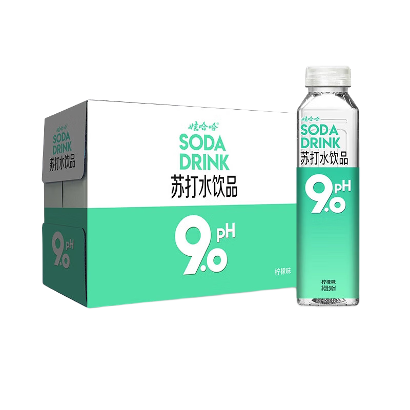 娃哈哈苏打水饮料PH9.0碱性 0卡0脂无汽饮品 柠檬味玫瑰味 整箱装 500mL*15瓶 【柠檬味】 500ml