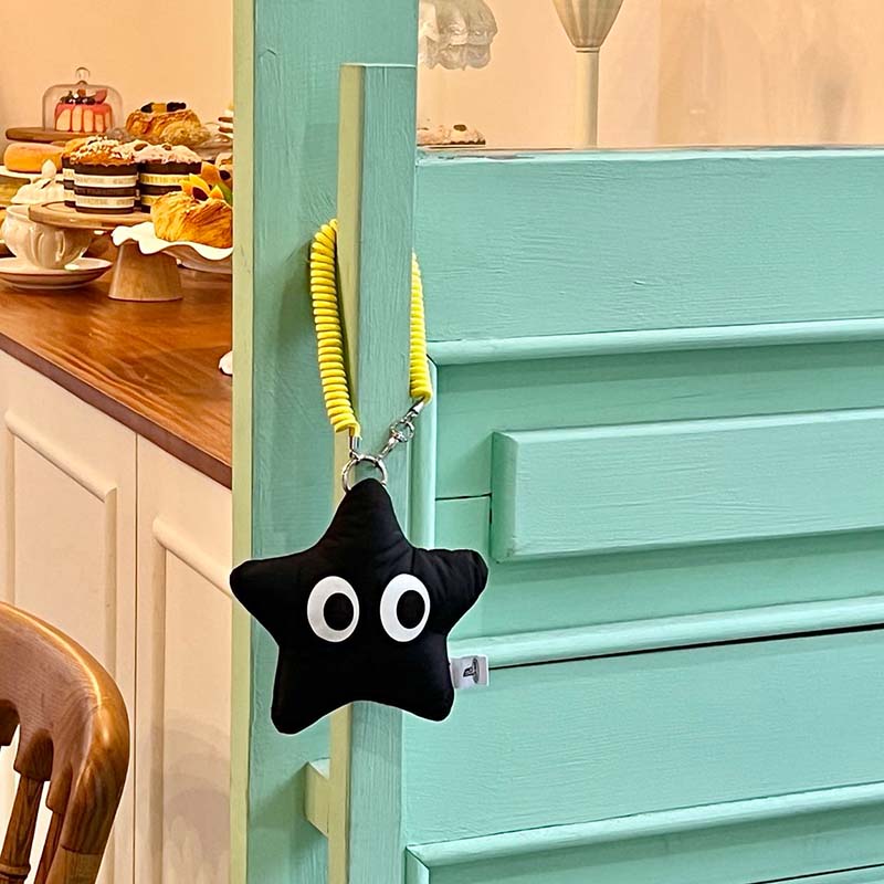 珀帝原创一闪一闪黑星星钥匙扣挂饰包配件可爱礼物节日 黑色 14x14cm