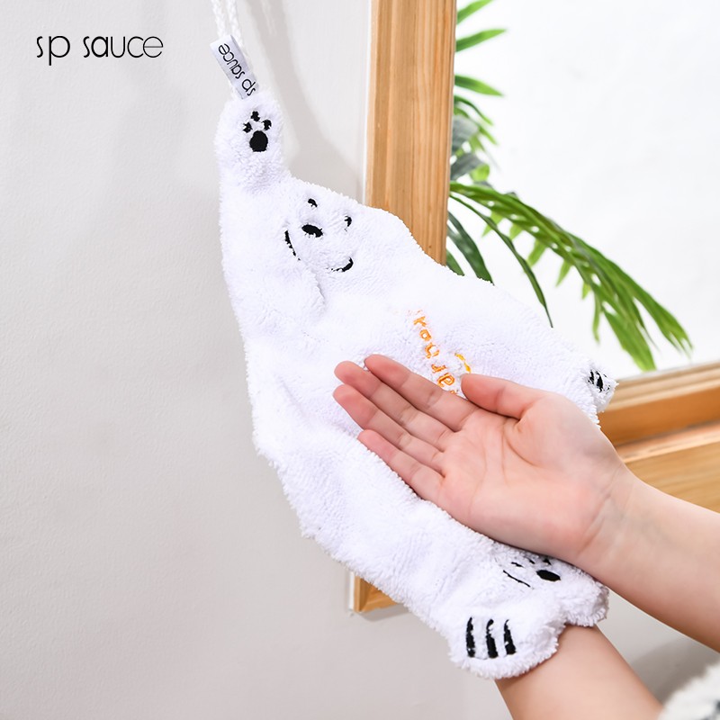 sp sauce日本擦手巾可挂式超吸水毛巾儿童洗手珊瑚绒宝宝擦手布 一条