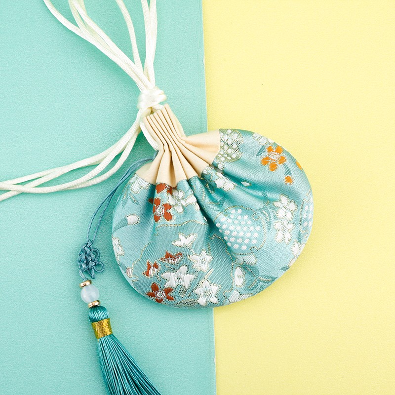玩控  中国风香包古风香囊香袋空袋子汉服装饰随身挂件 豆青色(空袋)