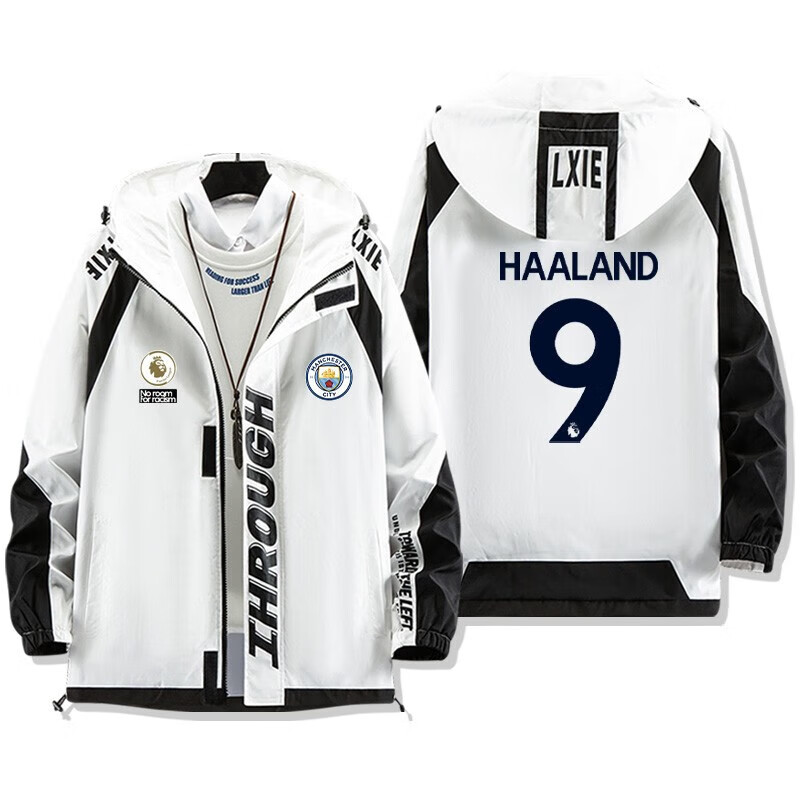 cinessd居幻英超曼城主场球衣9号哈兰德运动连帽夹克男女足球训练球衣