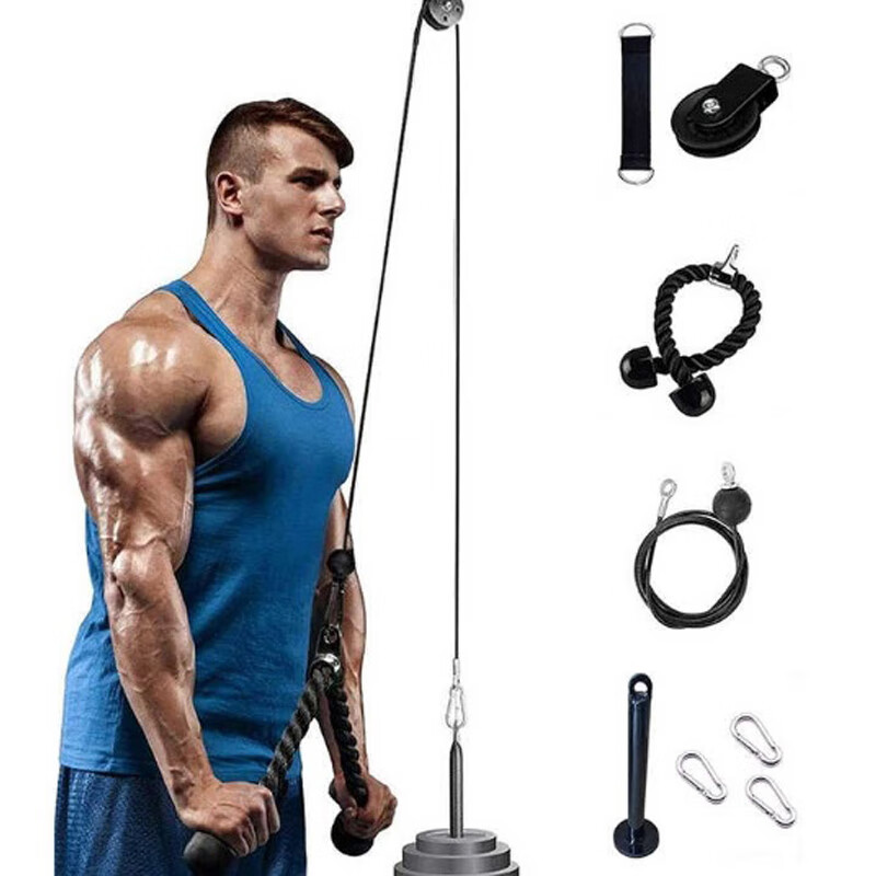 科瑞来高位下拉龙门架滑轮健身臂力器高拉杆千斤棒拉力肱三头肌 三头