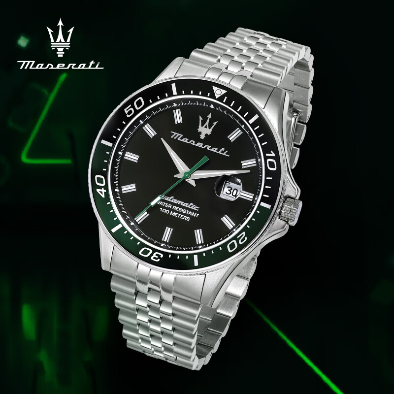 玛莎拉蒂（MASERATI）绿水鬼自动机械手表时尚镂空运动潮轻奢腕表高级感节日礼物送男生 【HOT】绿水鬼机械表 R8823140016