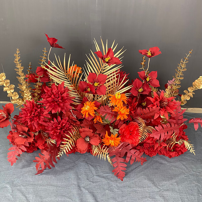 新思力2023新款婚庆大款地排花仿真绢花成品装饰灯笼果