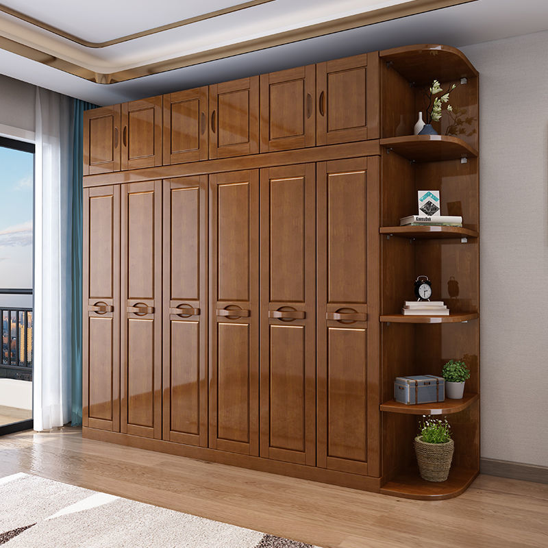 亚现代中式实木衣柜多门对开门衣柜实木大衣柜卧室家具 实木衣柜 三门