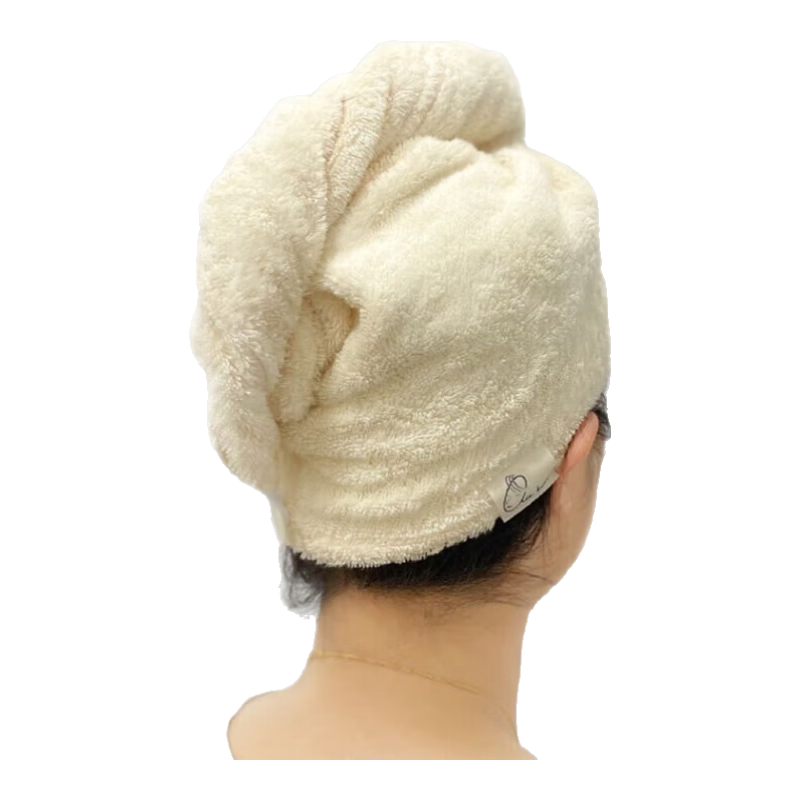 淺野(air kaol)干發(fā)帽女洗澡浴帽【日本進(jìn)口】純棉吸水成人兒童加厚干發(fā)巾禮盒 雙扣抗菌A類(lèi) 天然白 1件