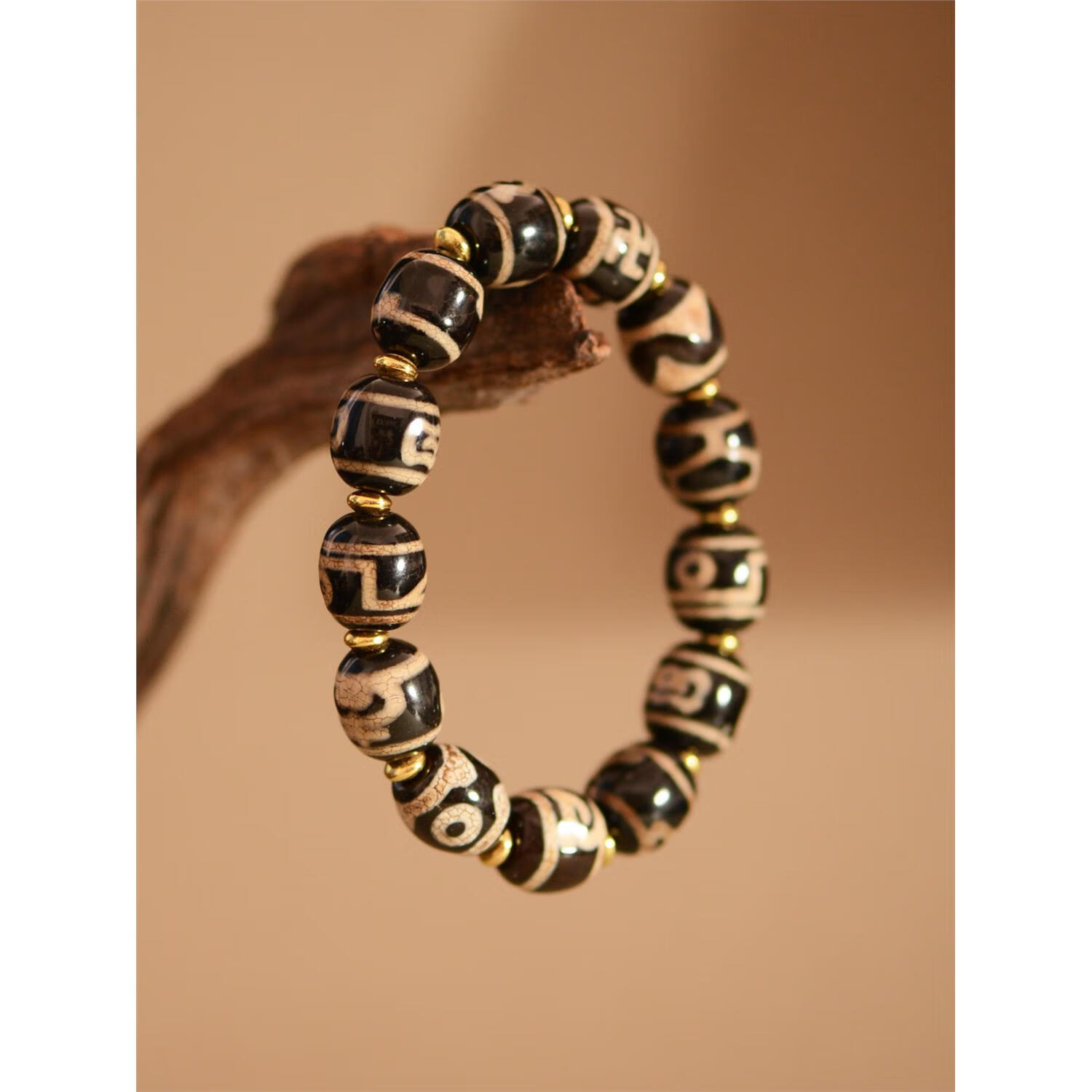 樱优藏式天珠手链做旧多宝文玩手串男款玉石风化马蹄纹玛瑙虎牙三眼