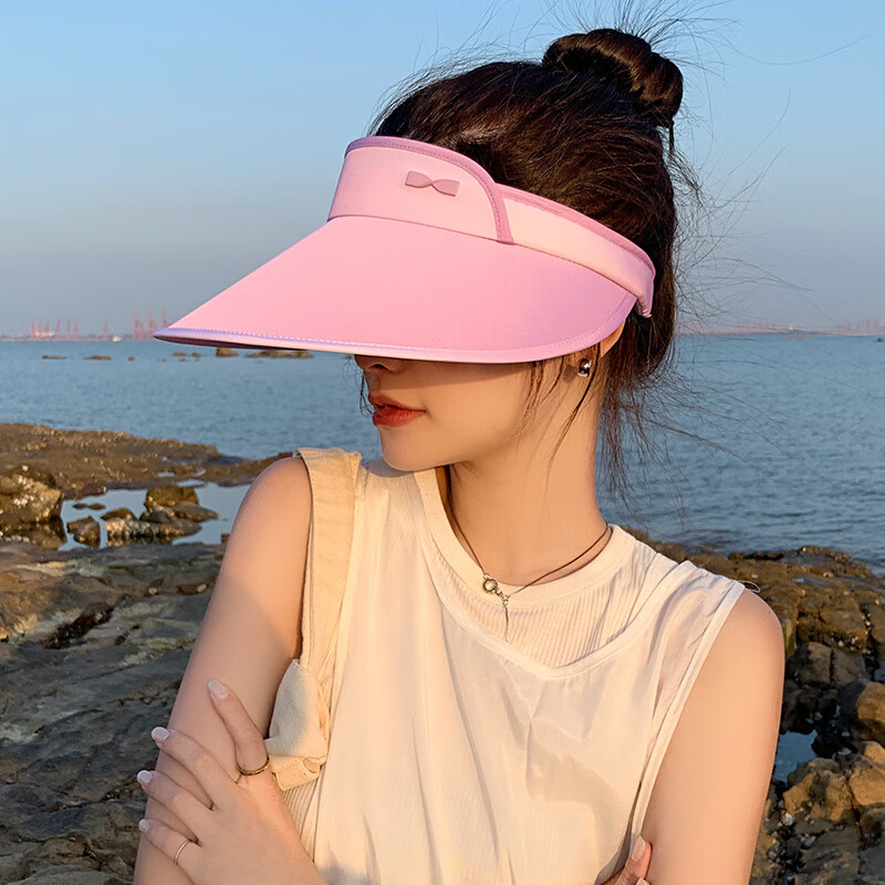 nyny防晒遮阳帽女春夏太阳帽户外运动遮脸大檐网红沙滩空顶帽