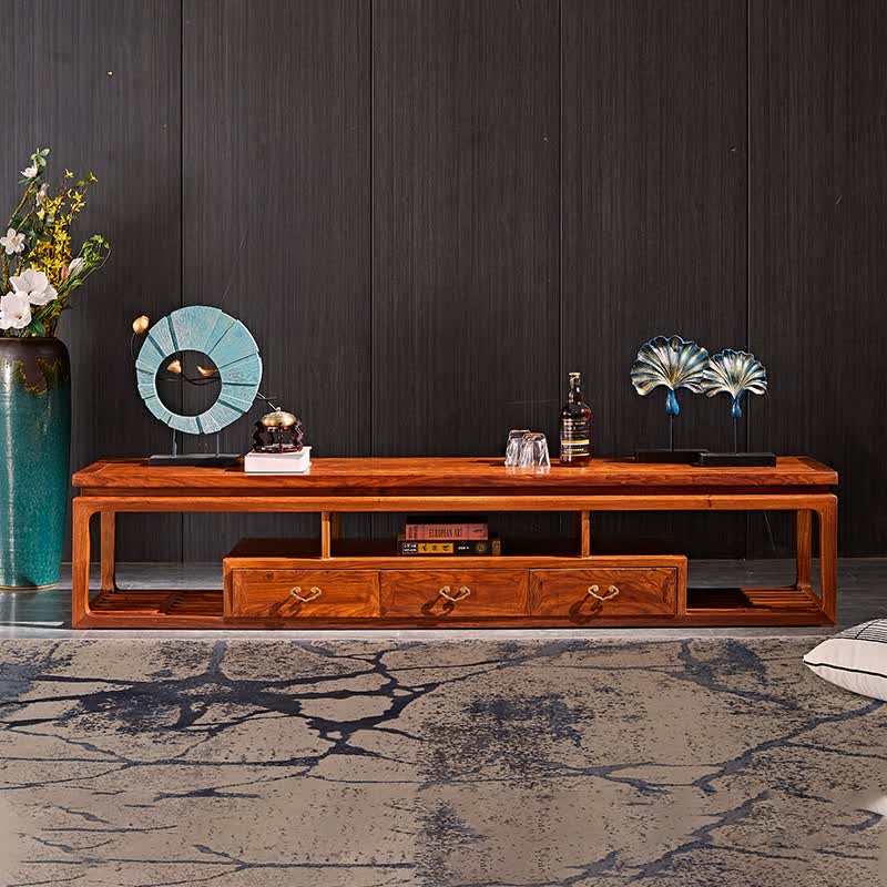 闽木品红木家具非洲花梨(学名:刺猬紫檀)电视柜新中式客厅储物 198