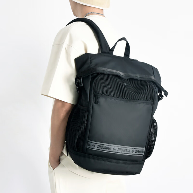 思博亚新款运动双肩包干湿分离独立鞋仓篮球包男女大学生电脑旅行包 黑色