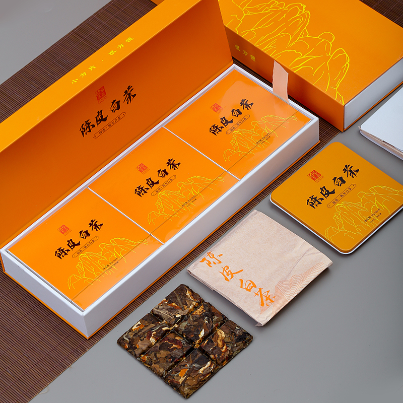 皇茅老白茶寿眉陈皮小茶饼干茶叶礼盒装180g