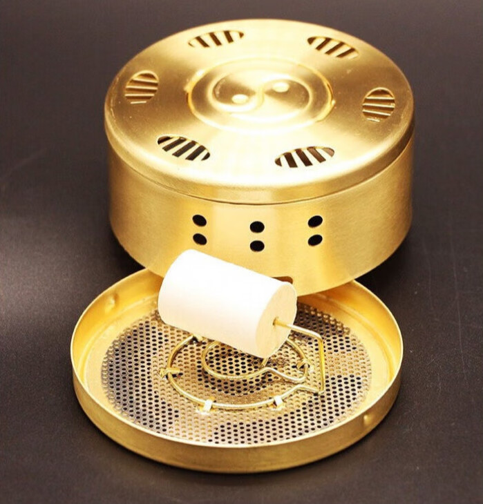 tificy器械店 艾灸盒纯铜  螺纹加厚新款竖针悬灸 随身灸盒 可雕刻