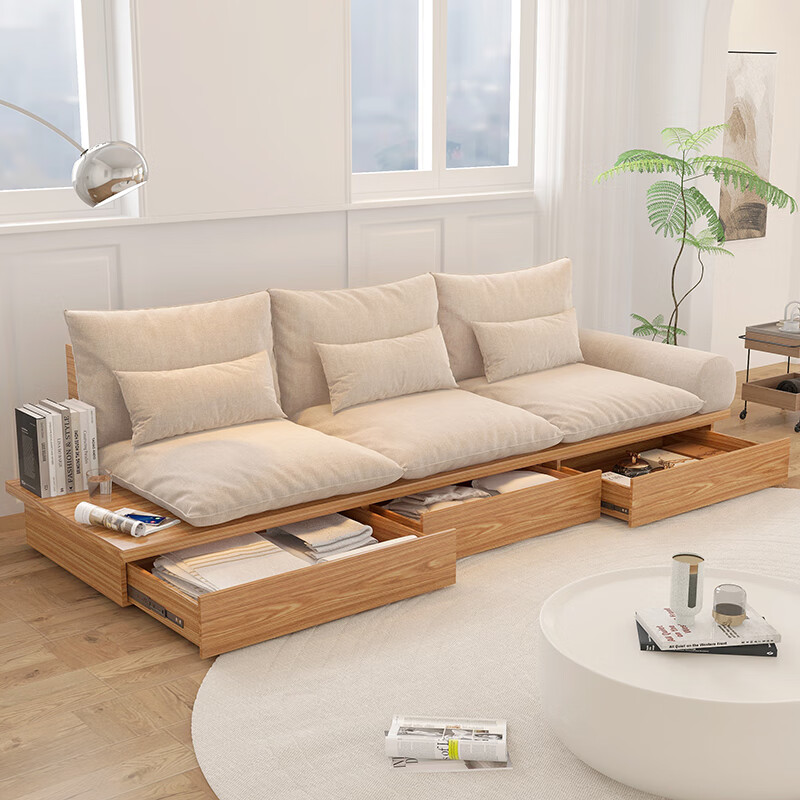 澳颜莱 地台沙发软垫 日式沙发实木框架客厅小户型北欧简约储物三人