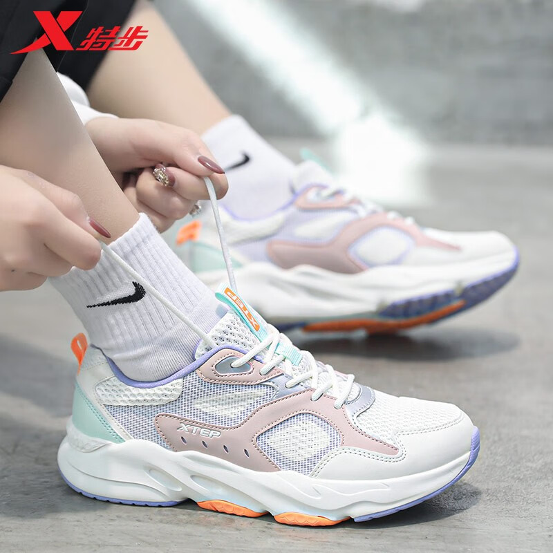 特步(xtep)女鞋运动鞋女春季2024新款透气轻便跑鞋网面休闲鞋子跑步鞋