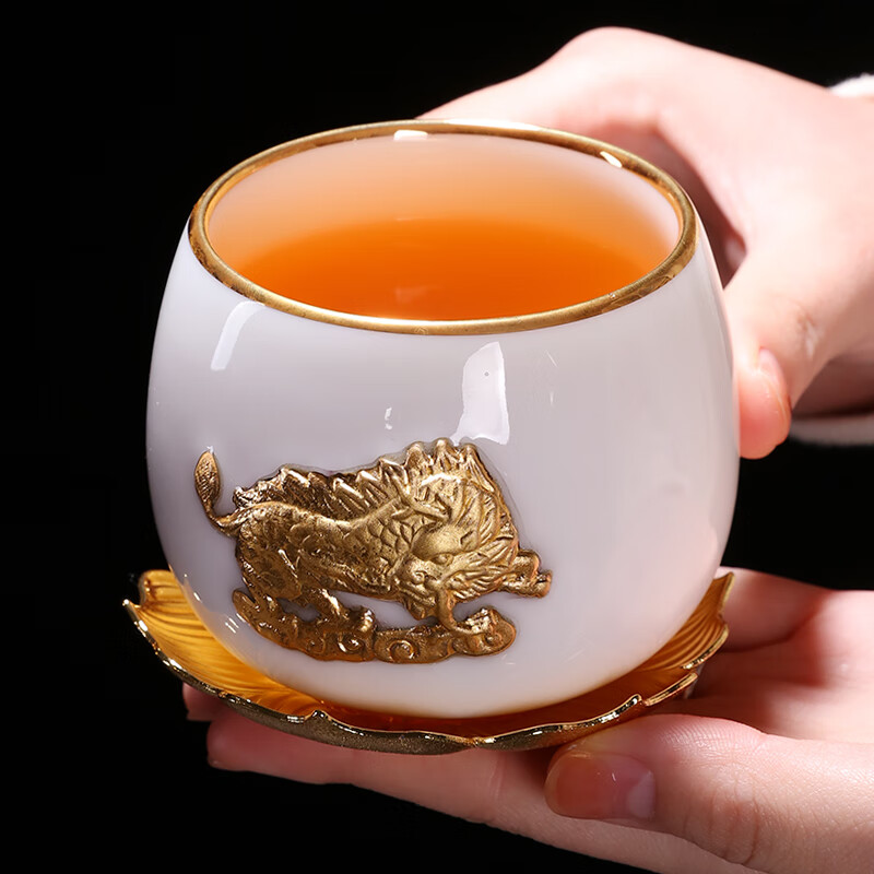 未心 德化羊脂玉白瓷茶杯单个主人杯单杯纯手工大号茶盏品茗杯礼盒