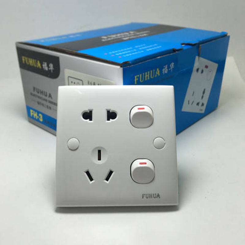 哲弘地八达开关插座明装86型老式带二开五孔单控2开5孔二三插两位面板