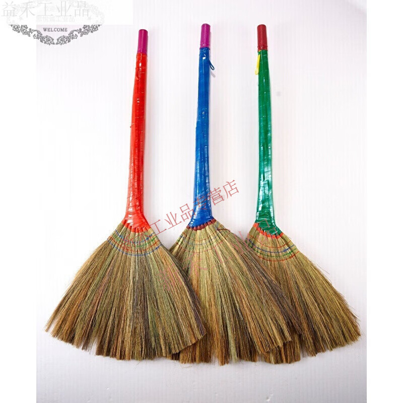 手工高粱苗植物芒花笤帚凤尾草扫把芦苇高粱扫帚定制 9960净色彩柄芒