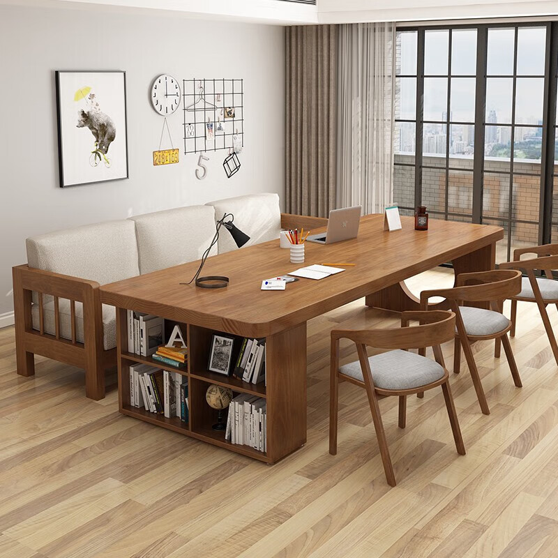 奇乐森长条书桌纯实木大板带抽屉家用客厅长条桌学习桌高中生中学生