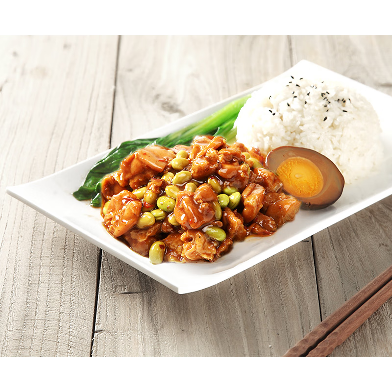 虎钢馋蒸食惠毛豆烧鸡200g盖浇饭速食冷冻料理包简餐快餐即食预制菜