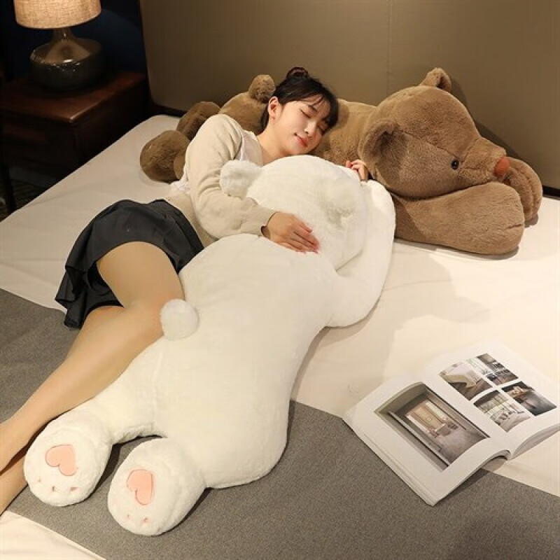 拍拍虎熊猫玩偶抱枕毛绒玩具大号趴趴熊公仔女床上睡觉夹腿枕布娃娃礼物 白色熊 120cm