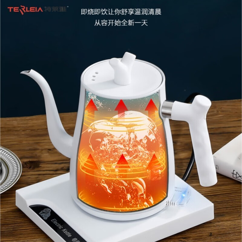 特莱雅 terleia 电热家用烧水壶办公室泡茶专用开水壶酒店全钢健康无