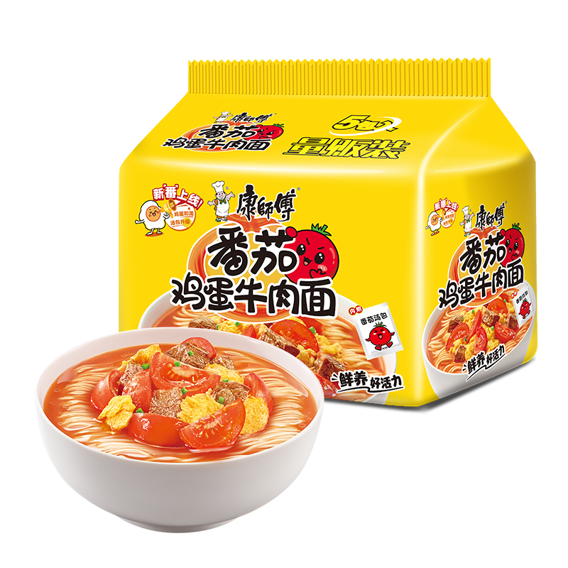 需换购、plus：康师傅 经典番茄鸡蛋牛肉面115g*5 袋