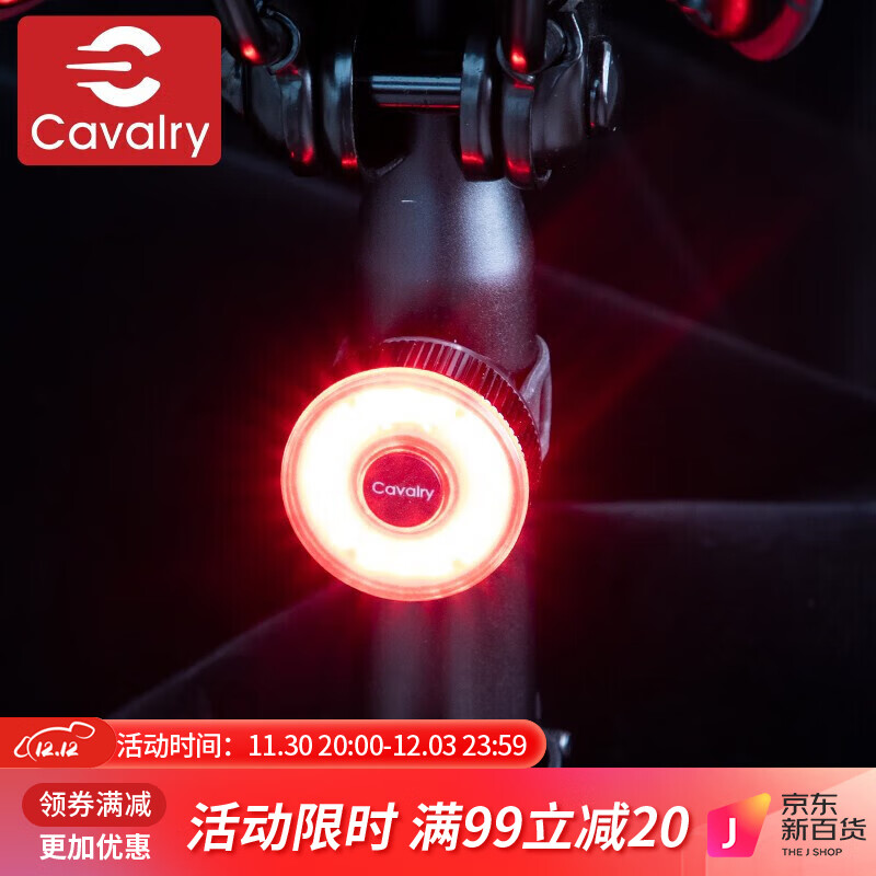 CAVALRY自行车尾灯山地车公路车防水LED夜间警示灯USB充电高亮爆闪安全警示灯骑行装备