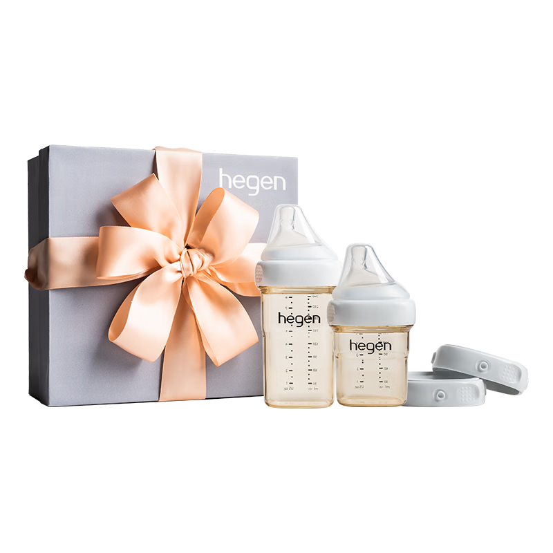 创宙 HEGEN海格恩奶瓶套装新生儿PPSU150ml+240ml+储存盖*2白色小礼盒0-6月