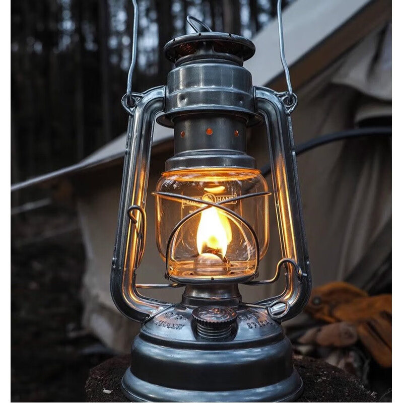 闪德斯老式手提小马灯煤油灯复古露营灯野营灯帐篷灯营地户外 银白色