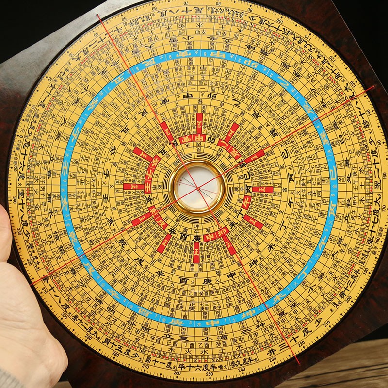 铜之心崇道堂罗盘高精度专业三合盘大字体指南针随身携带小号大号八寸
