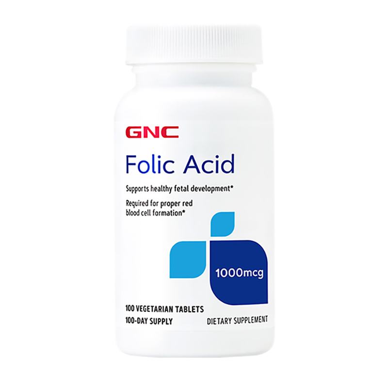 健安喜GNC 葉酸片folic acid男女備孕緩解孕吐孕前孕中孕后期補(bǔ)充營(yíng)孕婦黃金素預(yù)防嬰兒畸形 備孕葉酸 100片/1000mcg