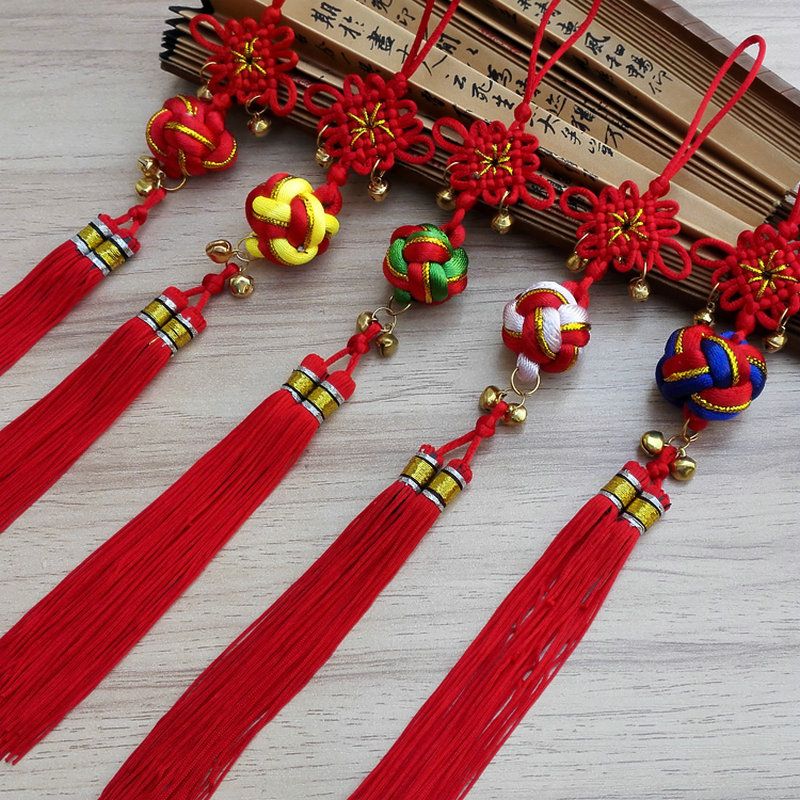 红同挂件铜钱福穗新款小号中国结手工彩色绣球节庆礼品结婚婚房喜庆装