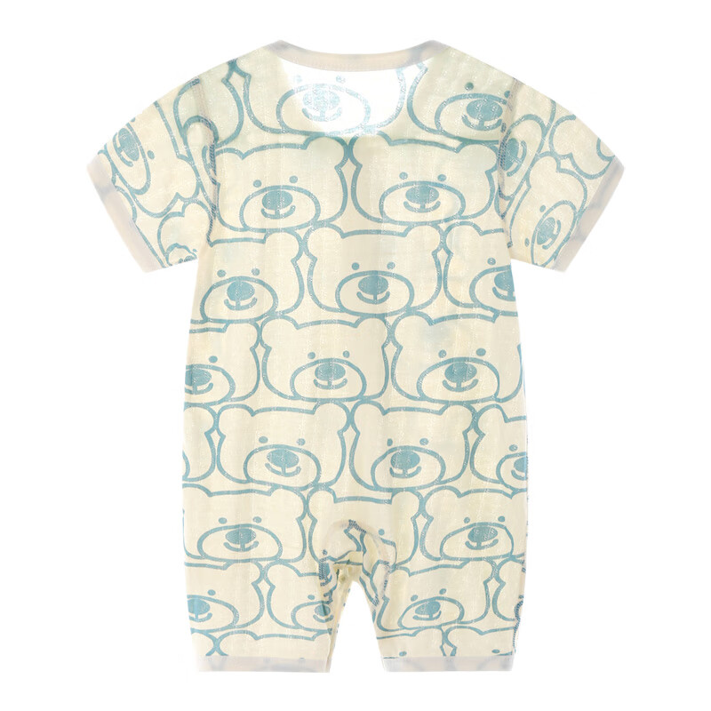班杰威尔（BANJVALL）婴儿衣服夏季薄款连体衣服短袖新生儿睡衣夏季空调服 夏装大蓝熊短袖哈衣 80cm