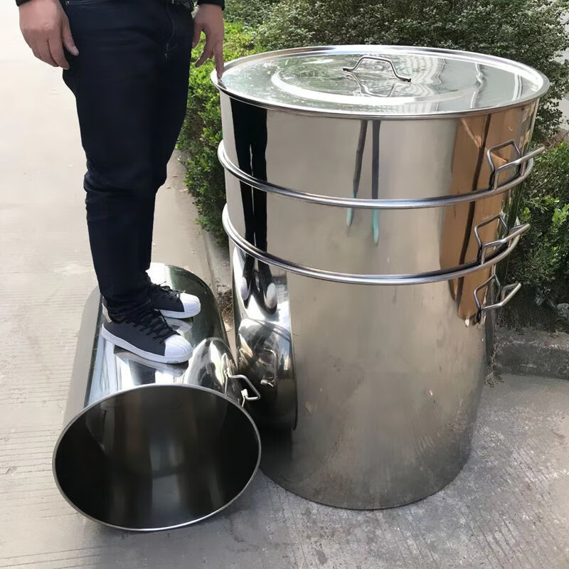 卤肉锅家用不锈钢桶汤桶加厚带盖80cm商用大桶70特大号圆桶大水桶超大