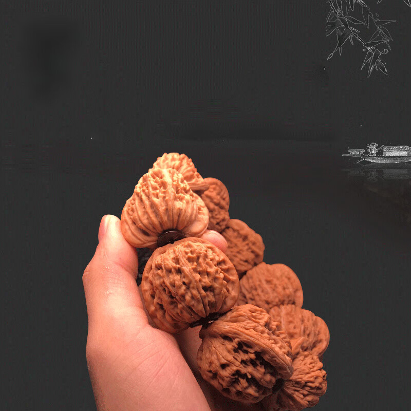 四座楼核桃手串手持38mm野生大金刚山核桃菩提文玩 素串38mm左右9颗